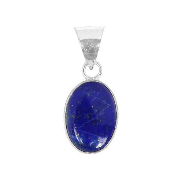 Natural Lapis Lazuli Oval Shape Pendant Locket with Metal Chain for Unisex