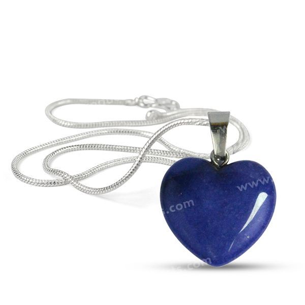 Natural Crystal Stone Heart Shape Pendant Size 15-20 mm with Metal Chain
