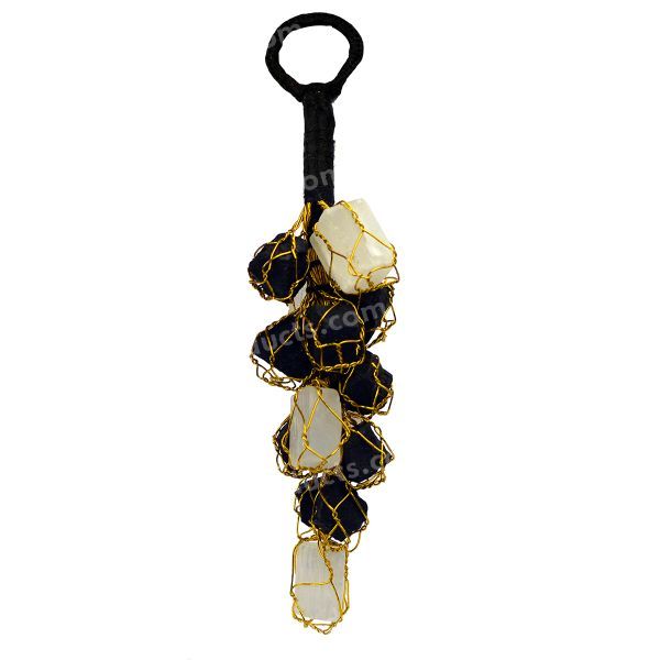 Reiki charged crystal car hanging with Tourmaline and Selenite