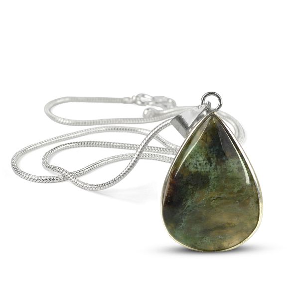 AAA Natural Crystal Stone Drop Shape Pendant - Locket with Metal Chain