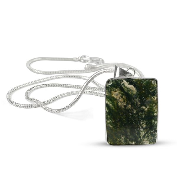 Natural AAA Quality Square Shape Pendant - Locket with Metal Chain