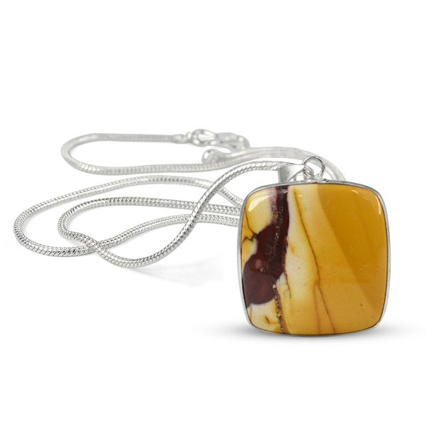 Natural AAA Quality Square Shape Pendant - Locket with Metal Chain