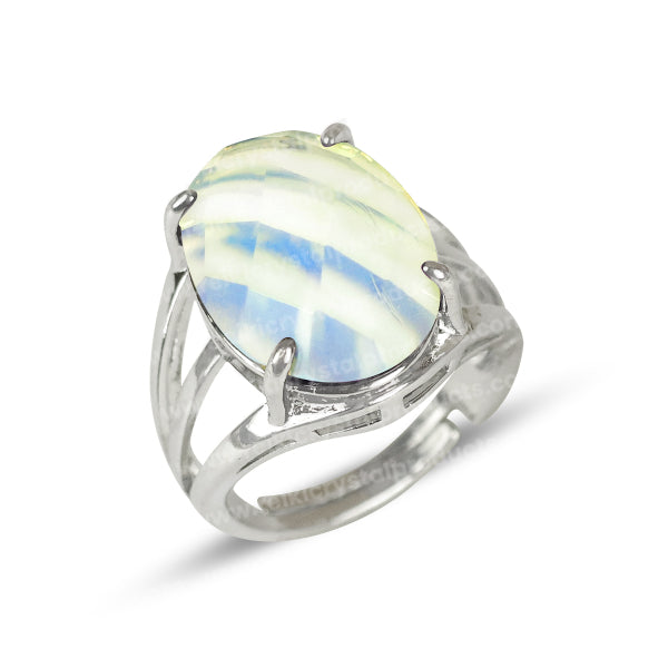 Natural Crystal Gemstone Adjustable Oval Shape Ring