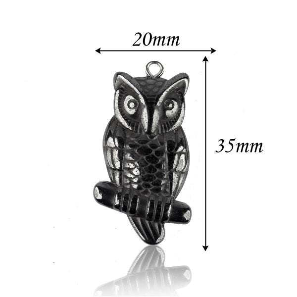 Hematite Healing Crystal Owl for Focus