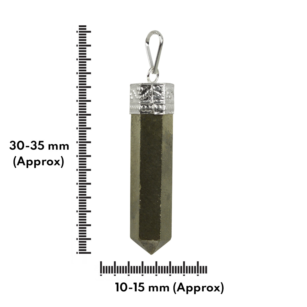Certified Natural Pyrite Pencil Shape Pendant / Locket with Chain for Unisex