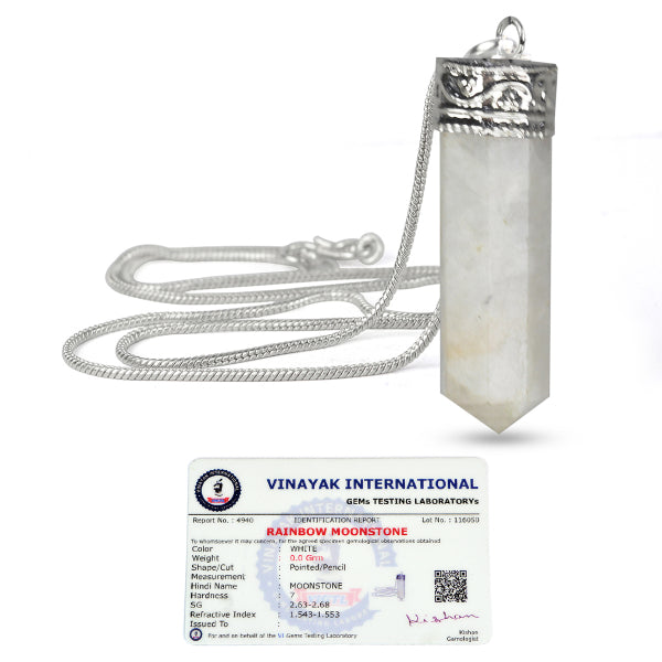 Certified AAA Natural Crystal Stone Pencil Shape Pendant - Locket with Metal Chain