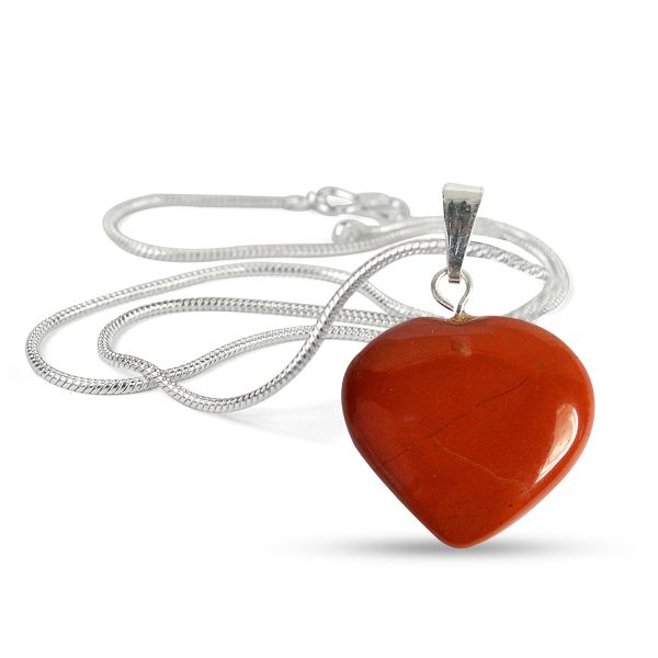 Natural Crystal Stone Heart Shape Pendant Size 15-20 mm with Metal Chain