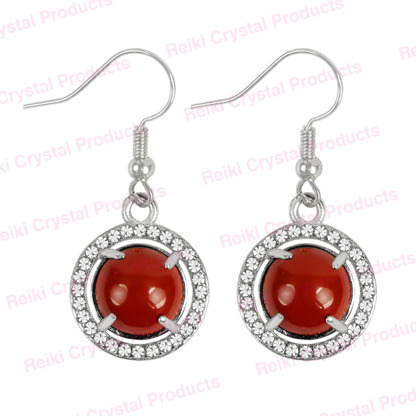 Natural Crystal Stone Round Shape Earrings for Girls Women