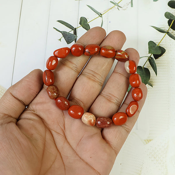 Natural Red Jasper Tumble Bracelet for Unisex