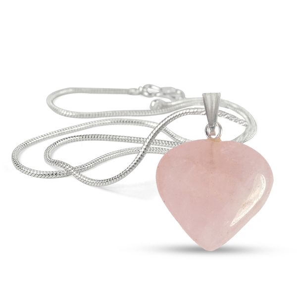 Natural Crystal Stone Heart Shape Pendant Size 15-20 mm with Metal Chain
