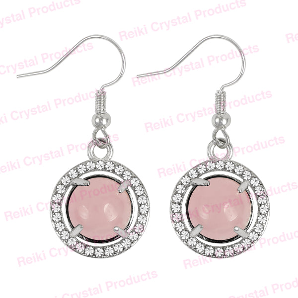 Natural Crystal Stone Round Shape Earrings for Girls Women