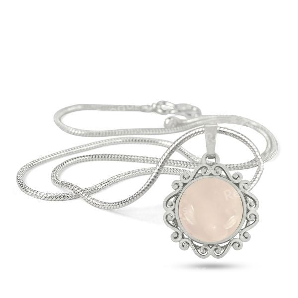 Natural Crystal Stone Round Designer Shape Pendant - Locket with Metal Chain