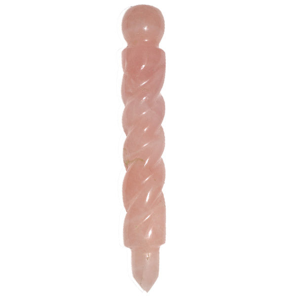Natural Rose Quartz spiral wand for emotional healing