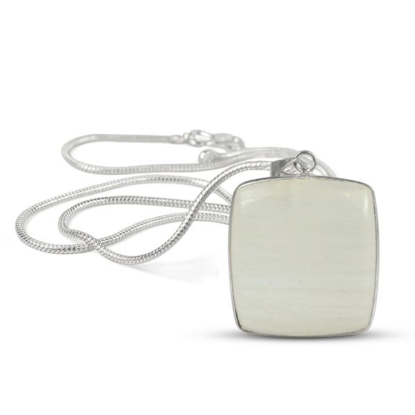 Natural AAA Quality Square Shape Pendant - Locket with Metal Chain