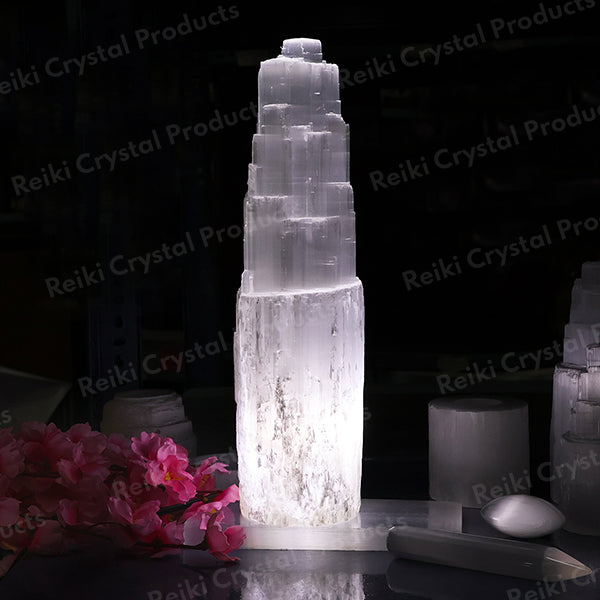 Selenite Natural Shape Lamp White LED Bulb