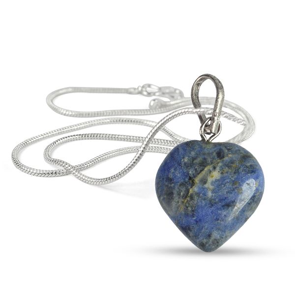 Natural Crystal Stone Heart Shape Pendant Size 15-20 mm with Metal Chain