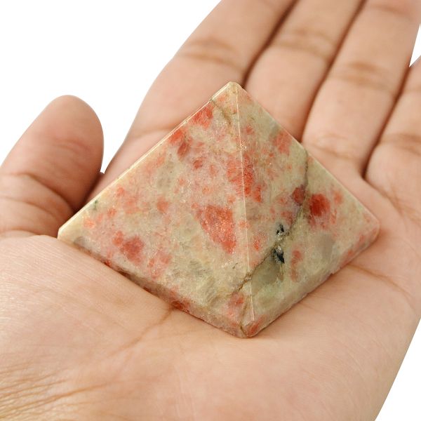 Sunstone pyramid crystal for confidence and personal strength