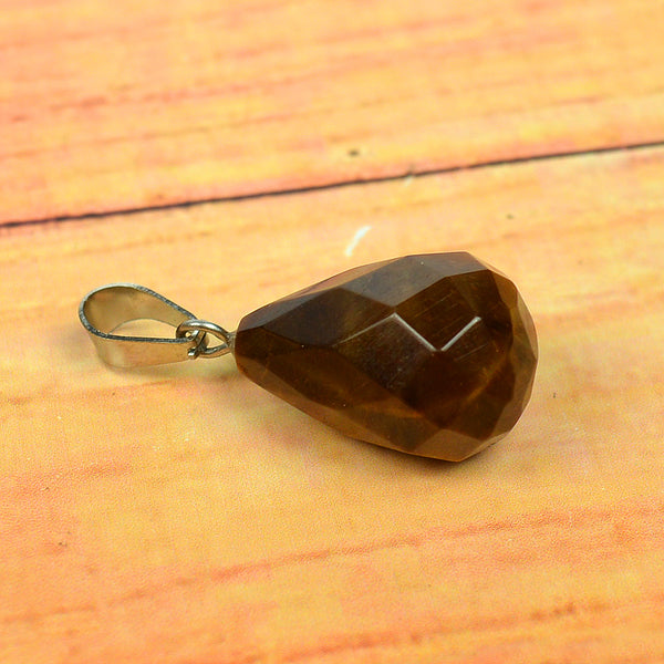 Natural Tiger Eye Guava Shape Pendant - Locket with Metal Chain