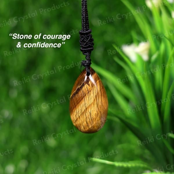 Natural Crytal Stone Drop Shape Pendant with Thrad for Unisex