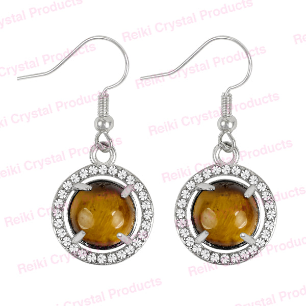 Natural Crystal Stone Round Shape Earrings for Girls Women