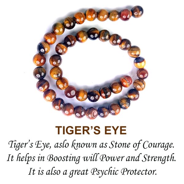 Tiger Eye 10 mm Round Loose Beads 35-40 pcs for Making Bracelet Mala Necklaces
