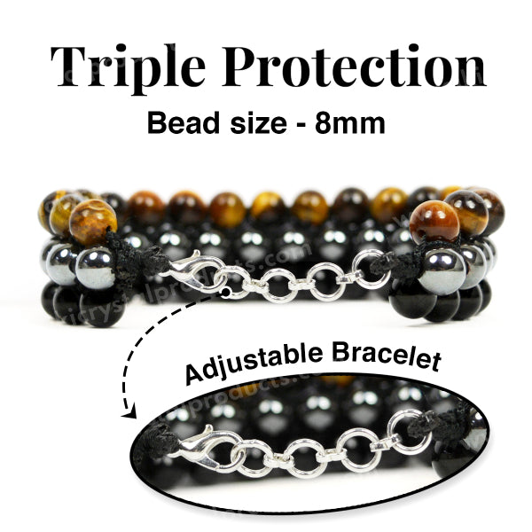 Protective Gemstone Wristband Triple Protection Meditation and Energy Work