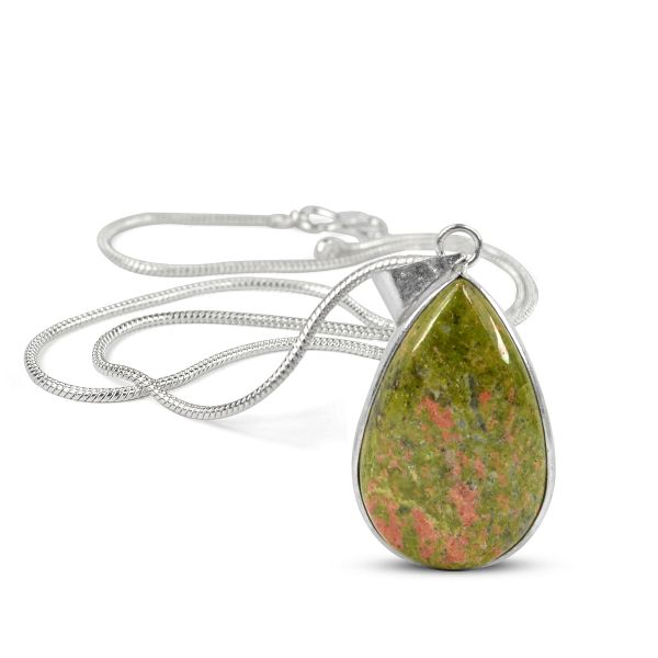 AAA Natural Crystal Stone Drop Shape Pendant - Locket with Metal Chain