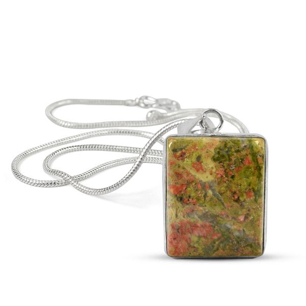 Natural AAA Quality Square Shape Pendant - Locket with Metal Chain