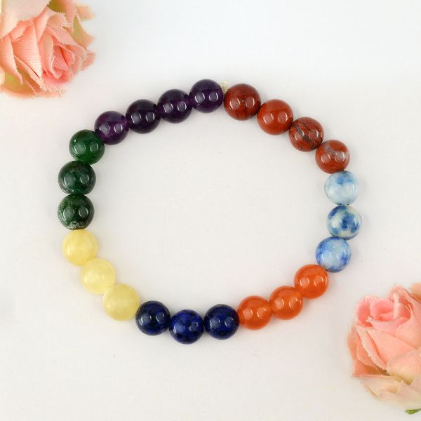 7 Chakra Bracelet with Amethyst Lapis Aventurine Stones