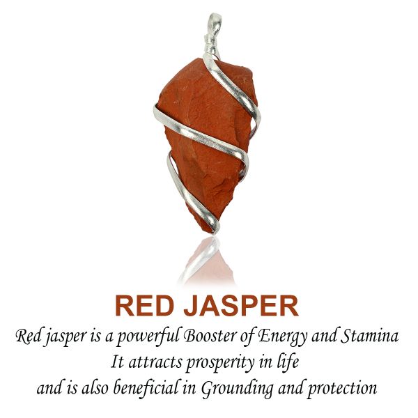 Natural Red Jasper Natural Wire Wrapped Pendant - Locket with Metal Chain