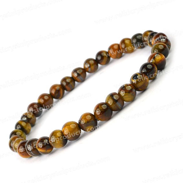 Natural Crystal Stones 6 mm Round Beads Bracelet