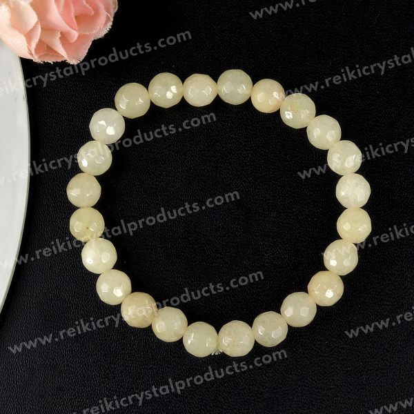 Natural Crystal Stone 8 mm Faceted Bead Bracelet for Unisex