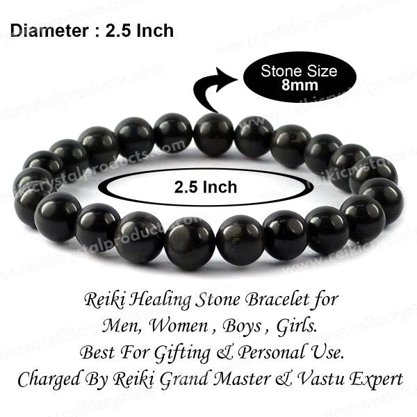 Glossy black Black Agate crystal bracelet 8mm beads for grounding