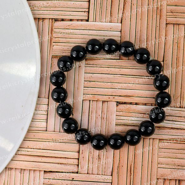 Stretchable Black Onyx Round Bead Bracelet for Men and Women