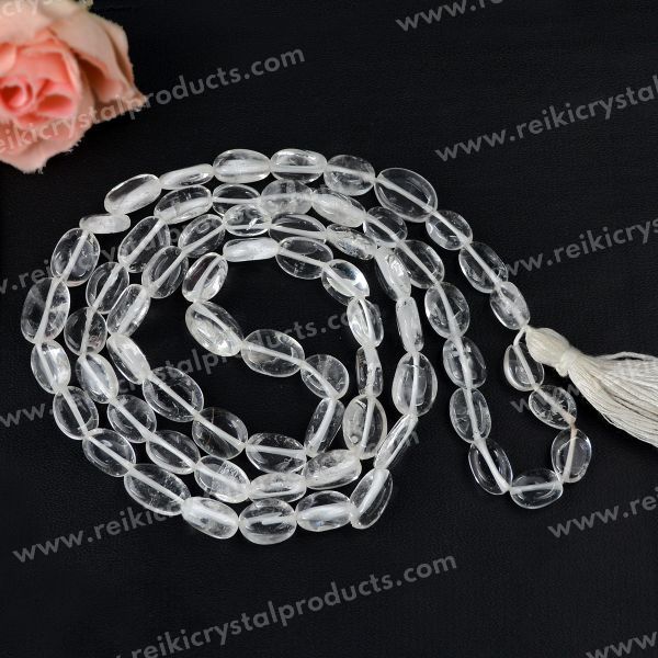 Natural Crystal Stone Oval Beads Mala for Unisex