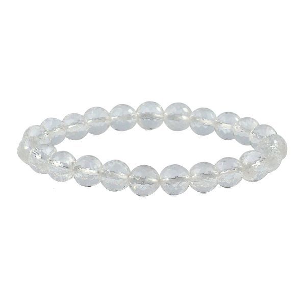 Natural Crystal Stone 8 mm Faceted Bead Bracelet for Unisex