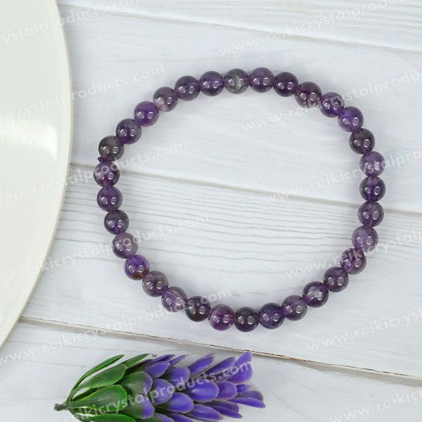 Natural Crystal Stones 6 mm Round Beads Bracelet