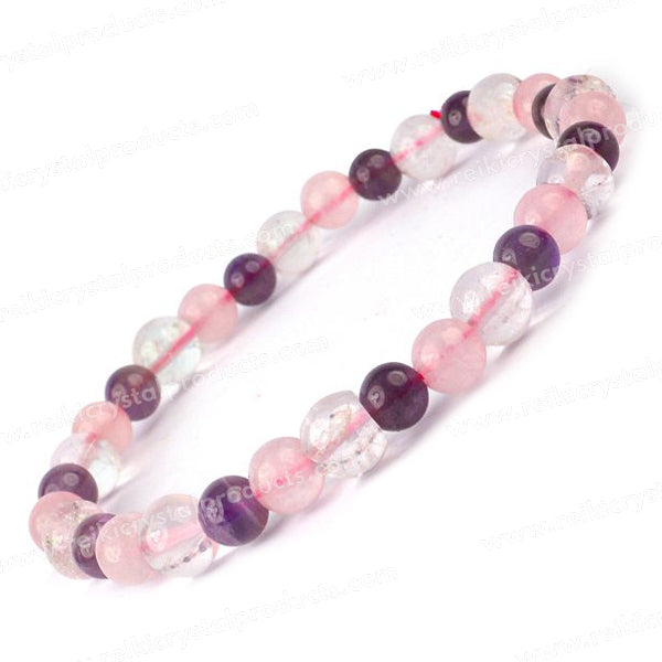 Natural Crystal Stones 6 mm Round Beads Bracelet
