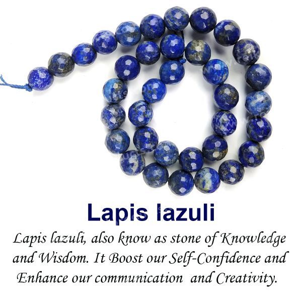 Lapis Lazuli 10 mm Faceted Loose Beads 35-40 pcs for Making Bracelet Mala Necklaces