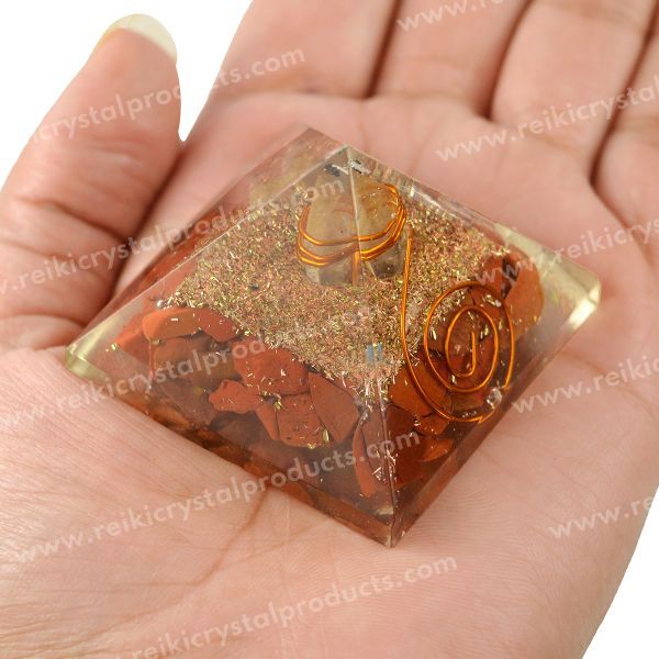 Natural Red Jasper Orgone / Orgonite Pyramid 40 mm