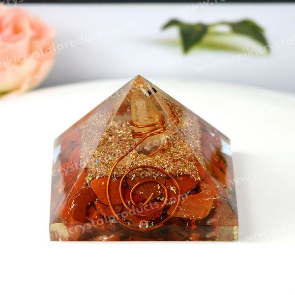 Natural Red Jasper Orgone / Orgonite Pyramid 50 mm