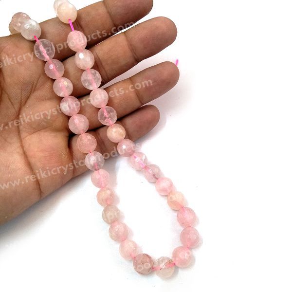 Rose Quartz 10mm faceted gemstone beads for necklace design