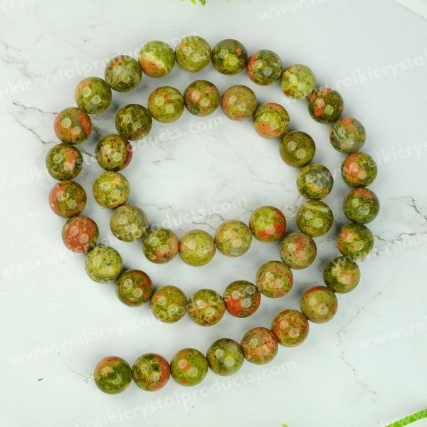 Green and pink Unakite beads for jewelry design