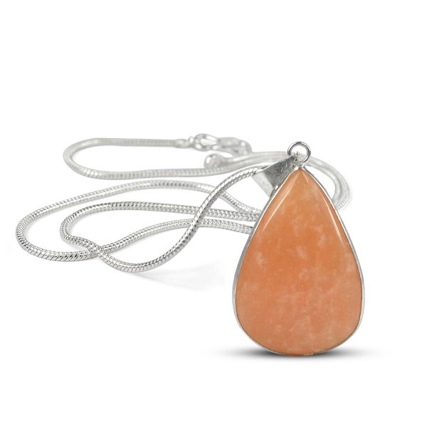 AAA Natural Crystal Stone Drop Shape Pendant - Locket with Metal Chain