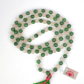 Rose Quartz with Green Jade / Aventurine 6 mm 108 Round Bead Mala