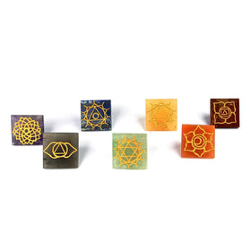 7 Chakra Reiki Symbol Engraved Pyramids Set of 7 pc