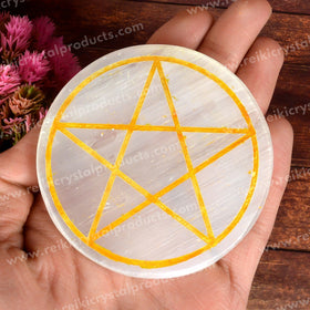 Selenite Star Charging Plate for Reiki Crystal Cleansing Size 7.6 cm (3 inch)