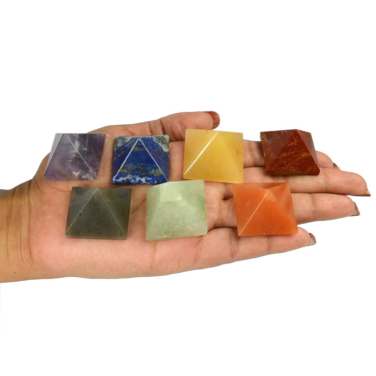 7 Chakra Reiki Symbol Engraved Pyramids Set of 7 pc