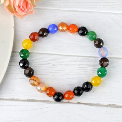 Natural Crystal Stone 8 mm Faceted Bead Bracelet for Unisex