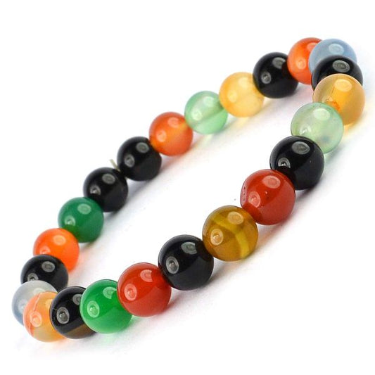 Multi Onyx 8 mm Round Bead Bracelet